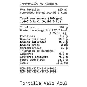 Tortillas de Maiz Azul sin Gluten, Adamá 500 g