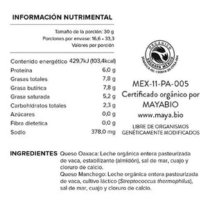 Mezcla de Quesos Orgánicos (Manchego y Oaxaca) Bové 500 g