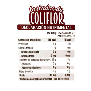Tostadas de Coliflor Horneadas Libre de Gluten, Cinca 156 g