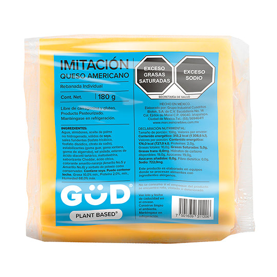 Queso Americano Vegano, Plant Based 180 g