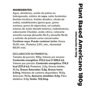 Queso Americano Vegano, Plant Based 180 g