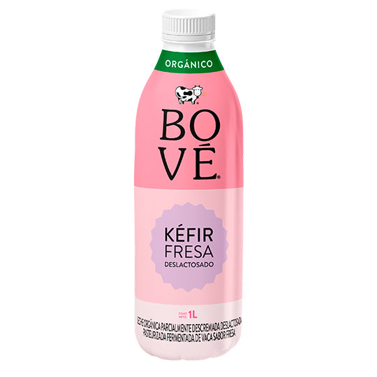 Kéfir Orgánico Deslactosado Sabor Fresa, Bové 1 lt
