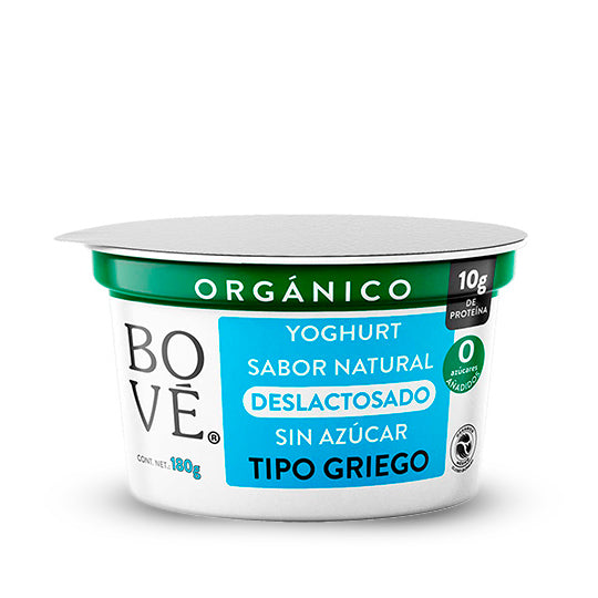 Yoghurt Natural Deslactosado sin Azúcar Tipo Griego Orgánico, Bové 180 g