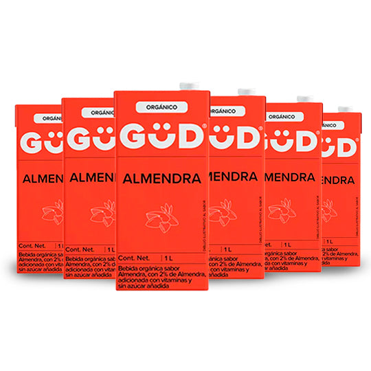 Leche de Almendra Sin Azúcar Orgánica, Güd Six Pack 1 lt