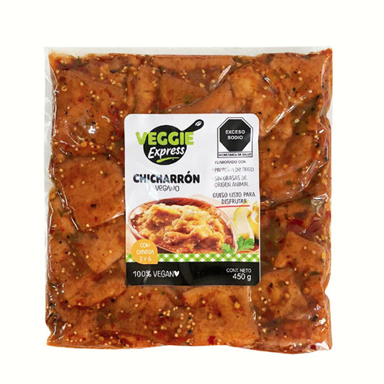Chicharrón Vegano en Salsa Roja, Veggie Express 450 g