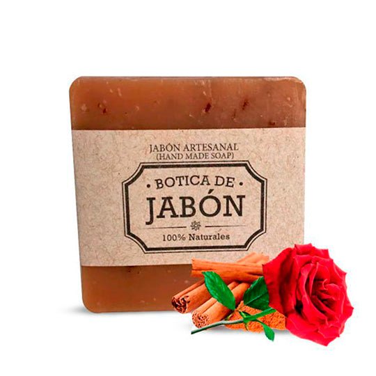 Jabón Rosa y Canela Artesanal 100% Natural y Biodegradable, Botica de Jabón 100 g