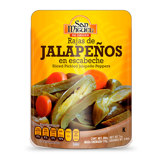 Rajas de Chile Jalapeño en Escabeche, San Miguel 200 g