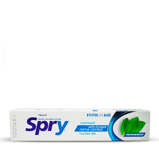 Gel Dental con Xylitol Sabor Hierbabuena Libre de Fluoruro, Spry 141 g