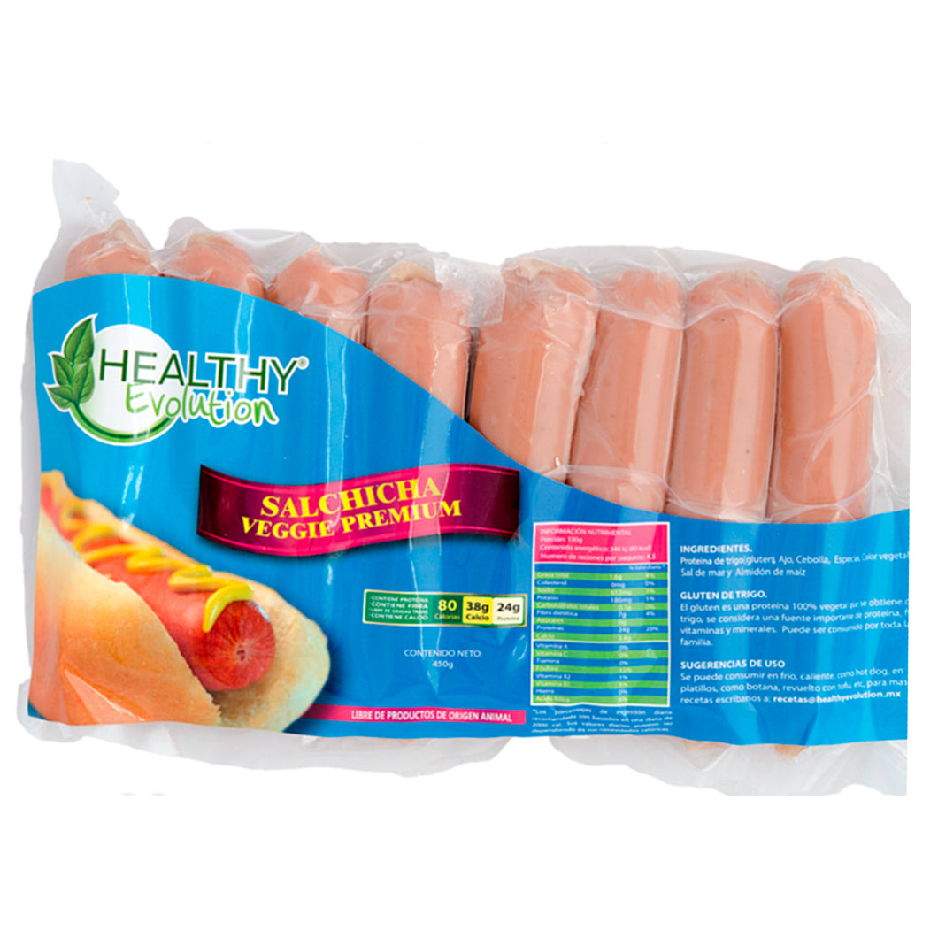 Salchicha Veggie Premium, Healthy Evolution 8 pzs