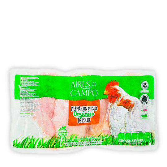 Pierna Con Muslo Orgánico de Pollo, Aires del Campo (1 kg aprox.)