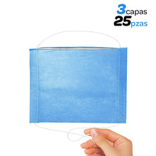 Cargar imagen en el visor de la galería, Cubrebocas quirúrgico 3 capas. 25 pzas