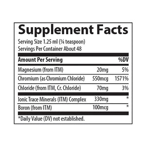 Ionic Chromium, Suplemento dietético, Trace Minerals 59 ml