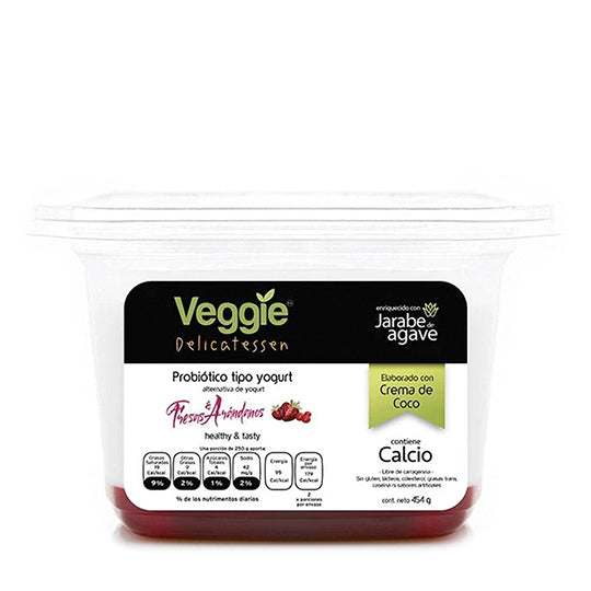 Yogurt Vegano de Fresas y Arandanos, Veggie Delicatessen 454 g