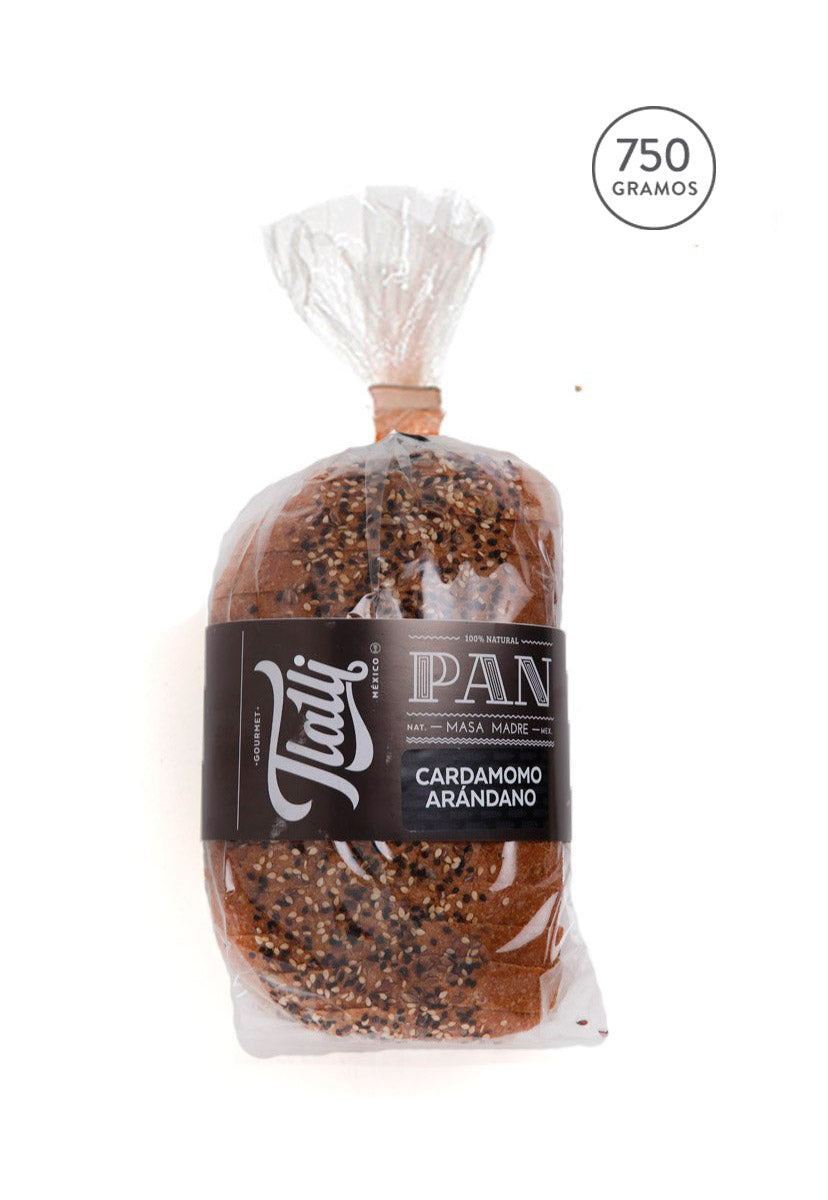 750g Pan Multigrano de Cardamomo-Arándano Vegano, Tlalli